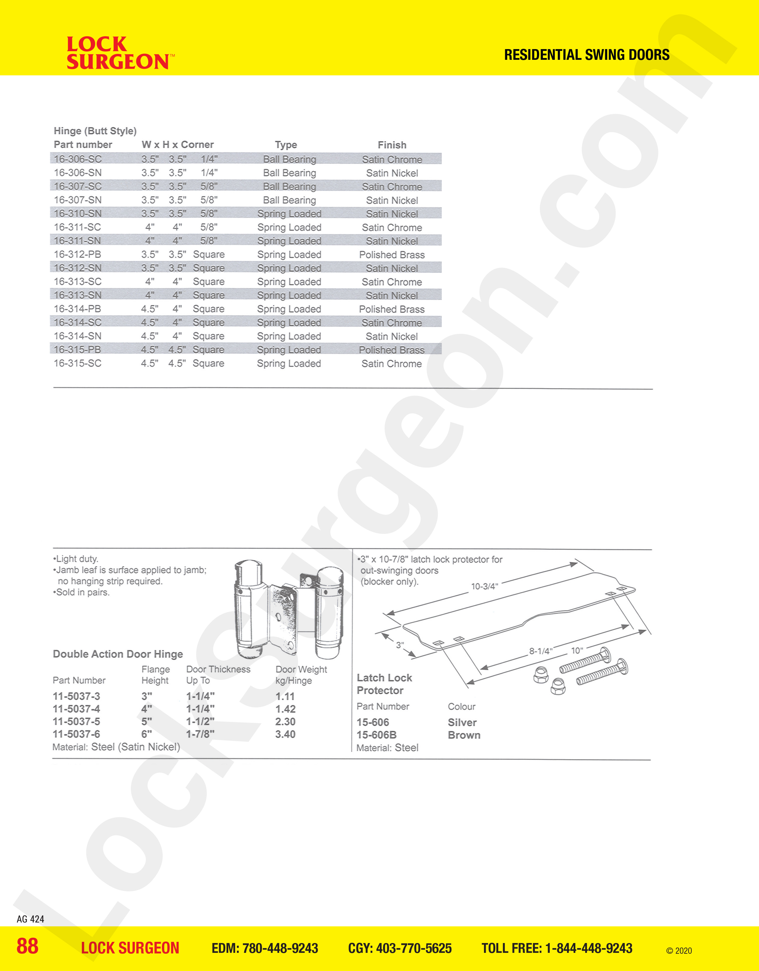 Residential Swing Doors double action hinges.